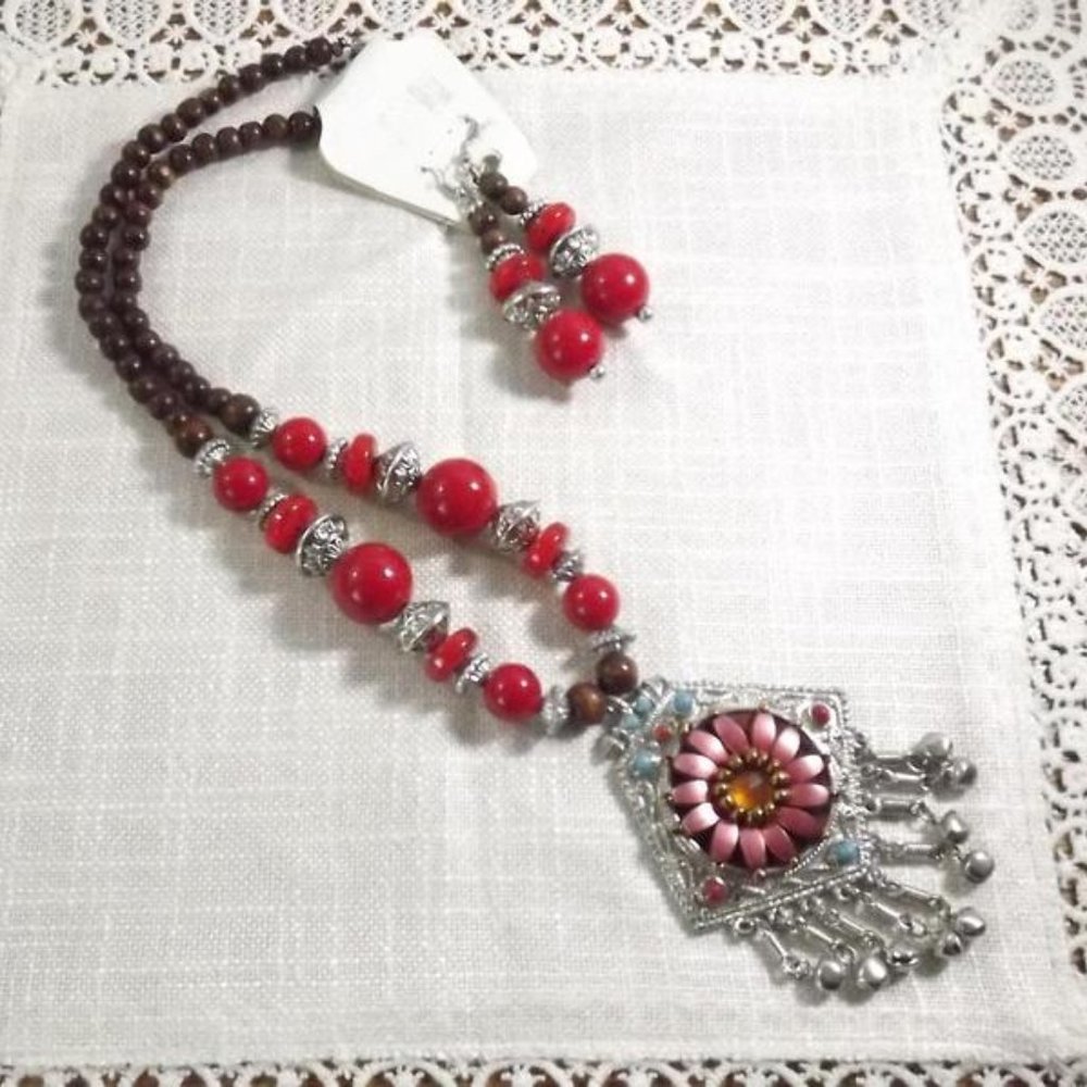 Tribal Bell Necklace and Earring Set